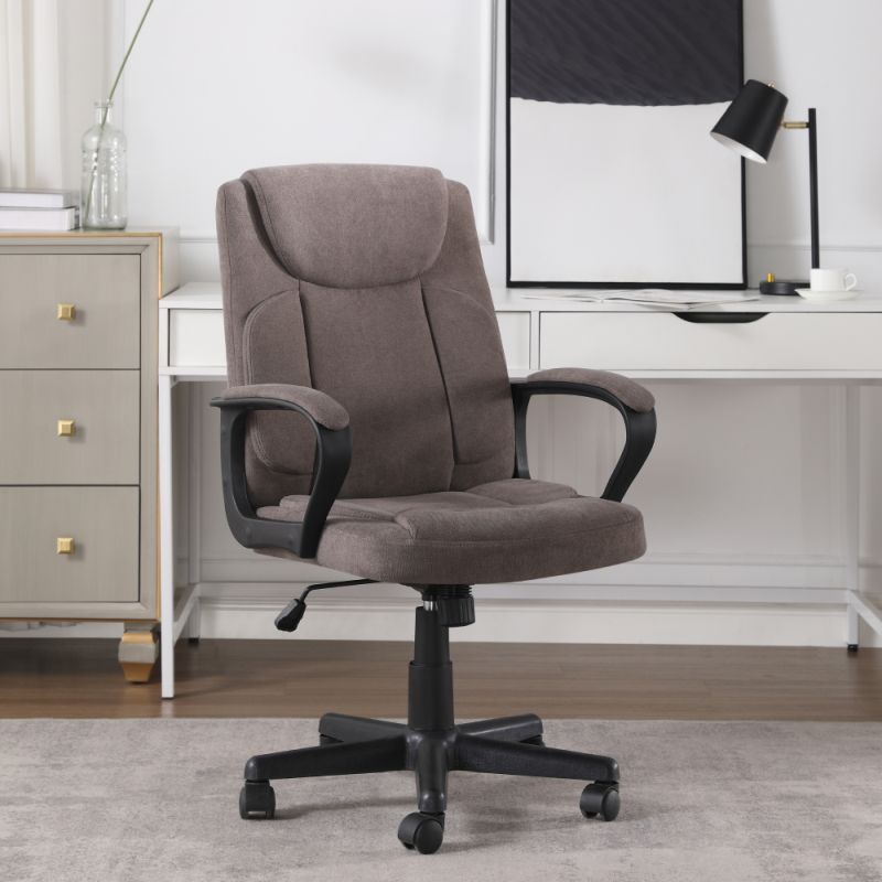 Komfortné kancelárske kreslo, hnedá látka-čierny plast