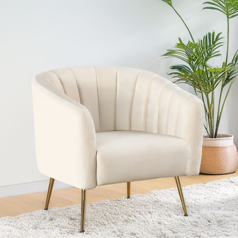 Dizajnové kreslo, béžová Velvet látka-gold chróm-zlatý