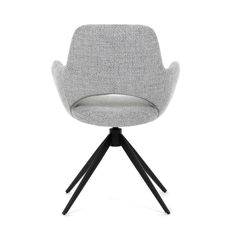 Elegantná jedálenská stolička v sivej farbe, čierny kov