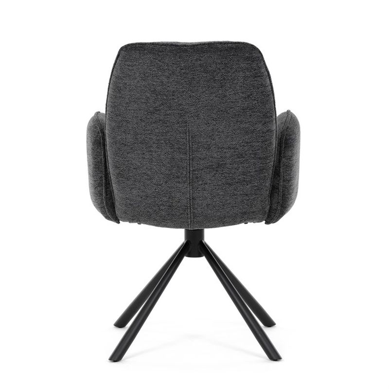 Elegantná jedálenská stolička, antracitová hladká látka, čierny kov