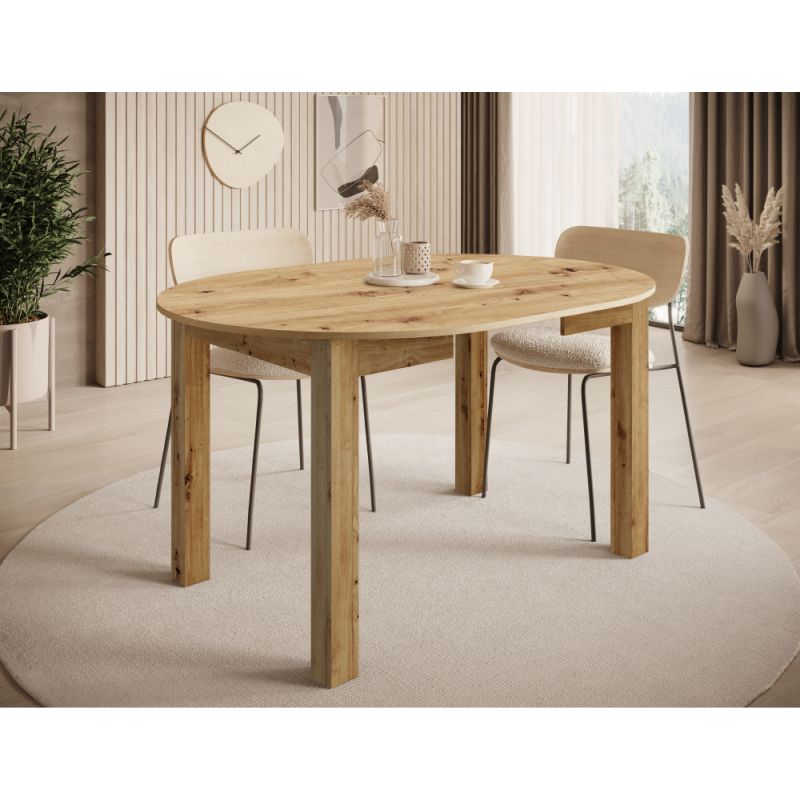 Jedálenský okrúhly rozkladací stôl, dub artisan, 103-142