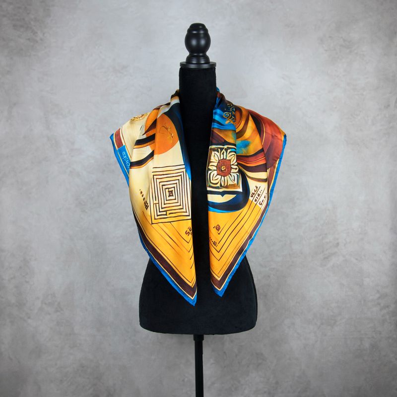 Módna hodvábna šatka KAMZÍK - MODRÝ, 90 x 90cm