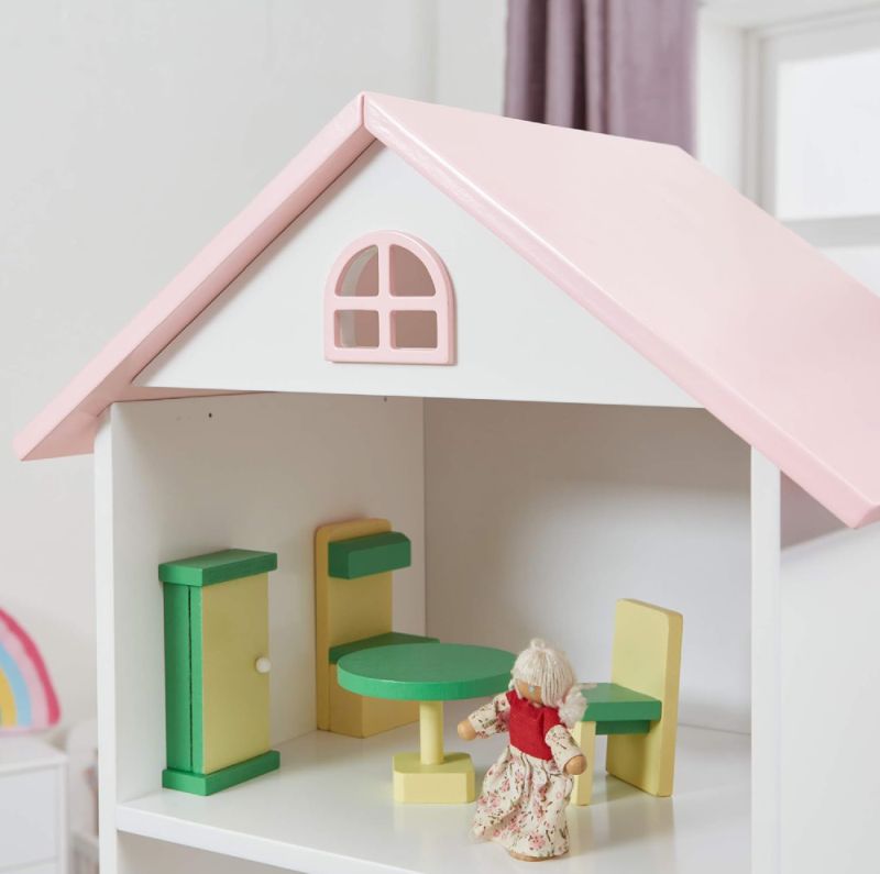 Detská knižnica domček, biela-ružová