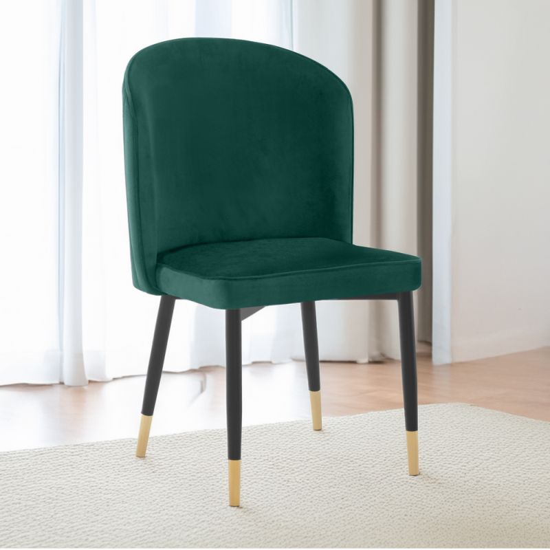Elegantná jedálenská stolička zelená Velvet látka-čierna