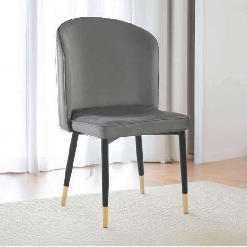 Elegantná jedálenská stolička sivá Velvet látka-čierna