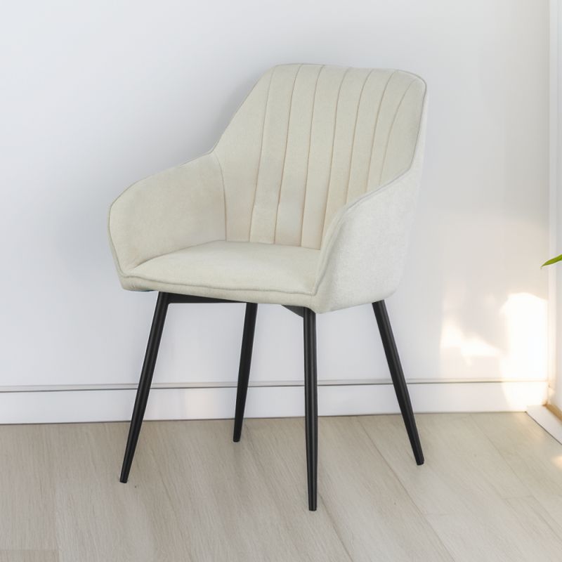 Dizajnové kreslo krémová látka, čierny kov