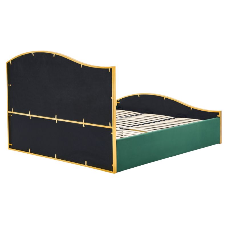 Posteľ s roštom, 180x200, zelená Velvet látka-gold chróm zlatá