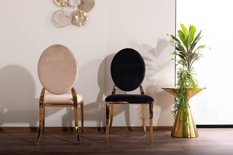 Jedálenská stolička so zlatými nohami, béžová bluvel 28