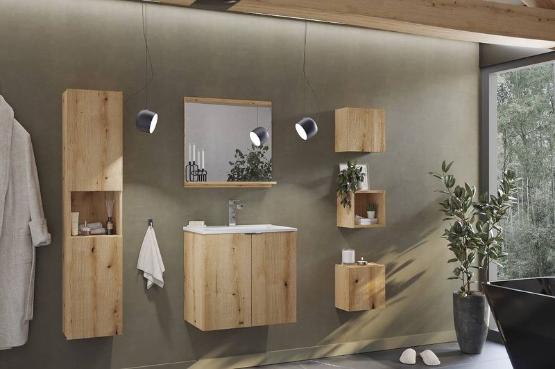 Skrinka do kúpeľne 82-60-2S, Dub coast evoke, 2x zásuvka