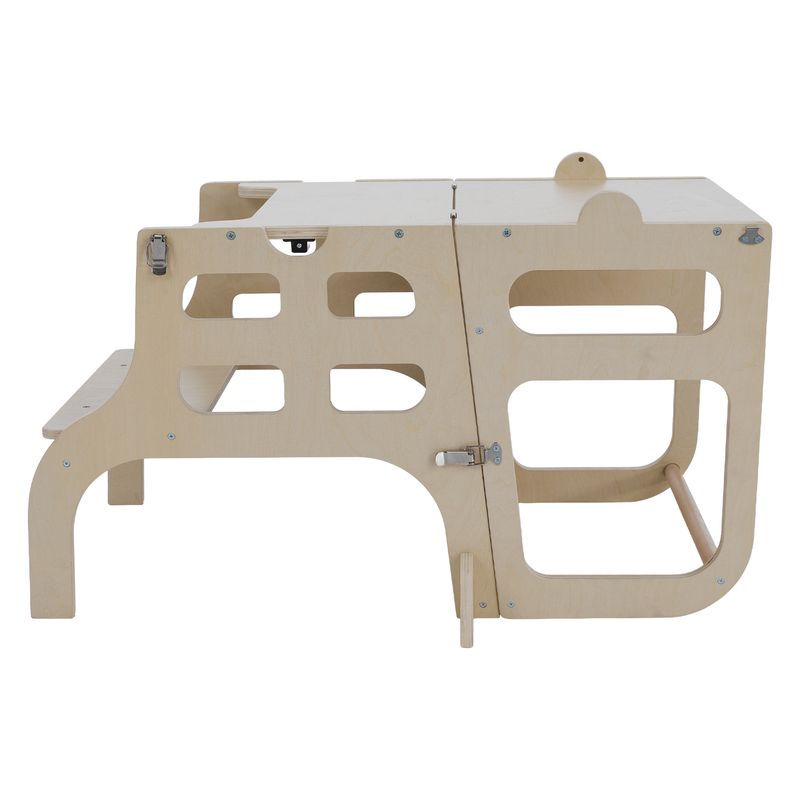 Montessori učiaca veža 3v1 s tabuľou, prírodná