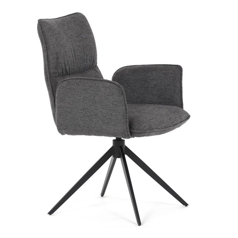 Elegantná jedálenská stolička sivá látka, 360 ° vratný mechanizmus