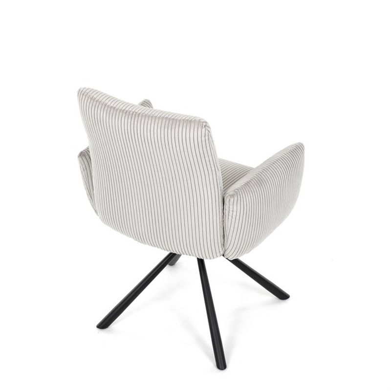 Jedálenská stolička, krémová menčestrová látka, 360 ° vratný mechanizmus