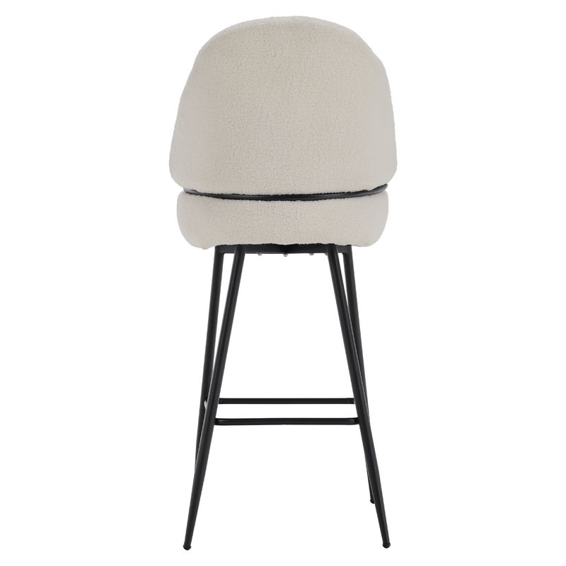 Barová stolička biela Bouclé látka -čierna