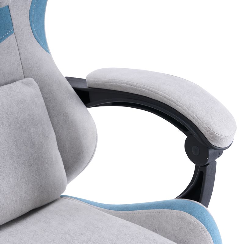 Elegantné kancelárske/herné kreslo s podnožou, sivá-modrá
