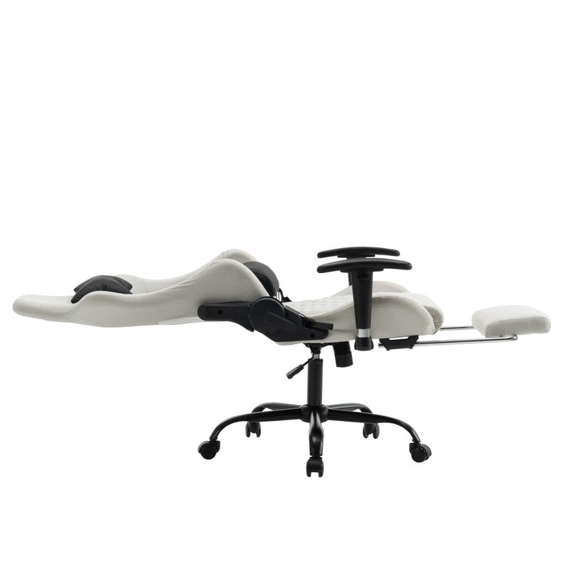 Elegantné kancelárske/herné kreslo s podnožou, biela-čierna