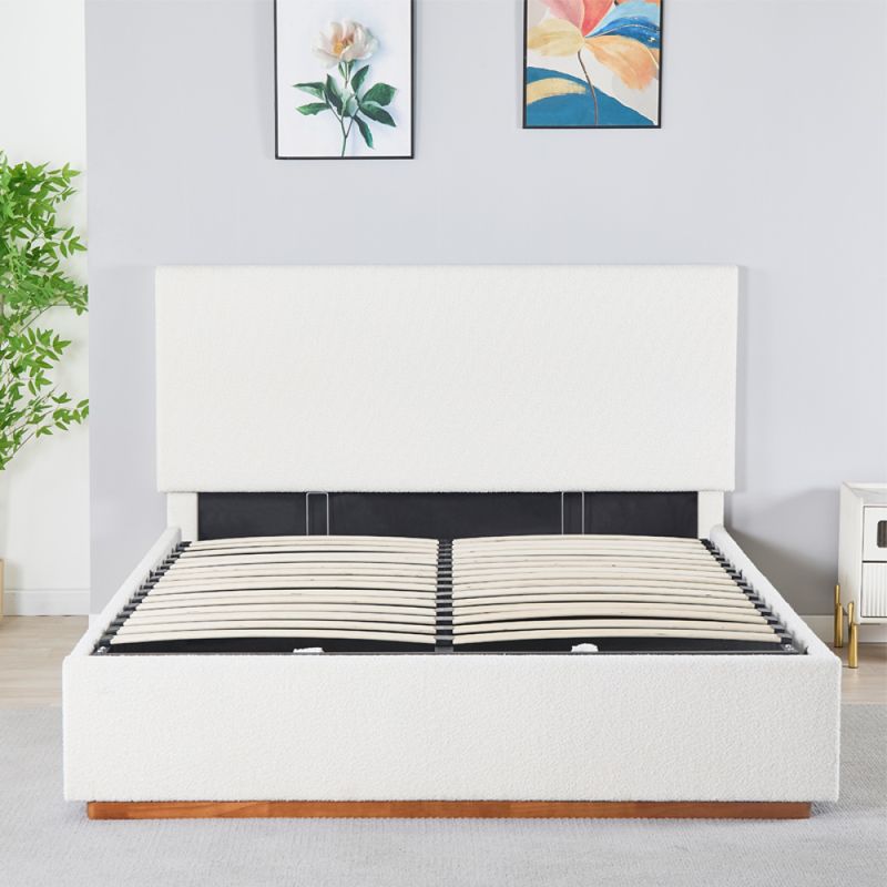 Manželská posteľ s roštom a úložným priestorom, 160x200, biela