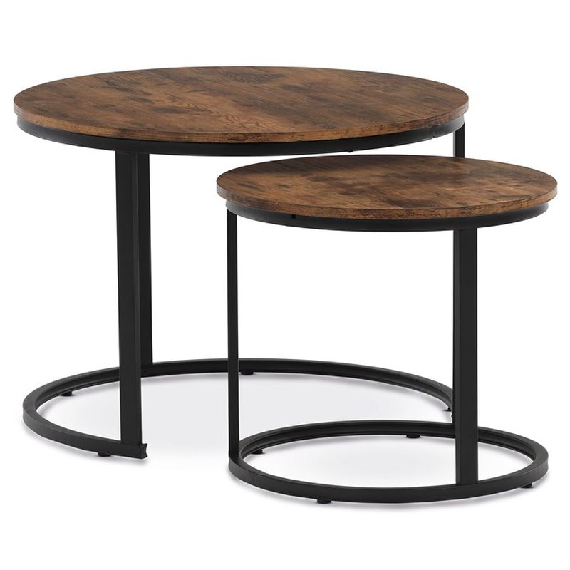 Stôl konferenčný okrúhly, set 2 ks, MDF doska, dekor staré drevo