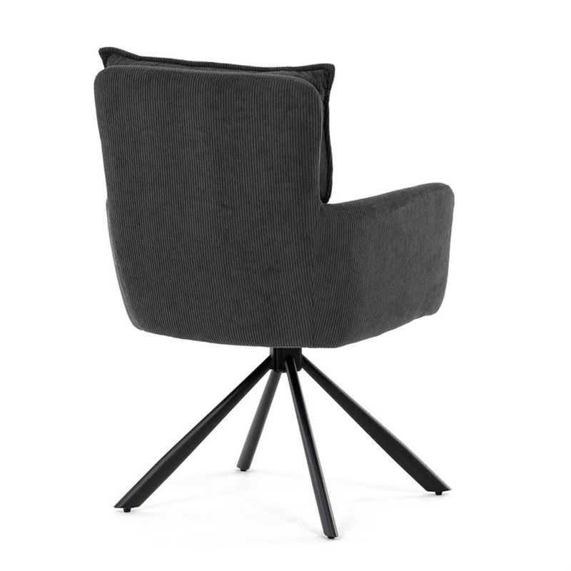 Komfortná jedálenská stolička s taštičkovými pružinami, sivá menčestrová látka