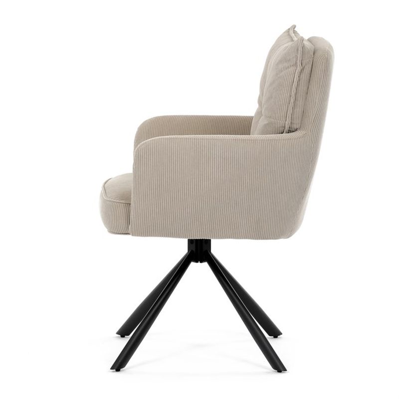 Komfortná jedálenská stolička s taštičkovými pružinami, béžová menčestrová látka