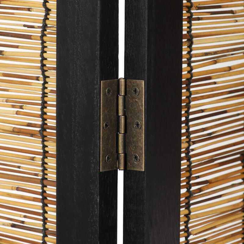 Trojdielny paraván z masívneho smrekového dreva čierny-prírodný