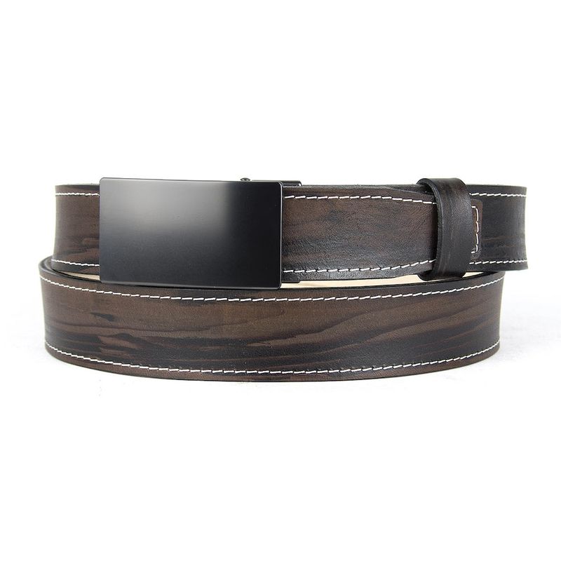 Limitovaný ručne maľovaný kožený opasok s brzdovou prackou, 134 cm, typ08