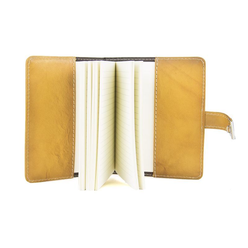 Kožený zápisník MIDDLE so zámkom, svetlo žltý, ručne tieňovaný