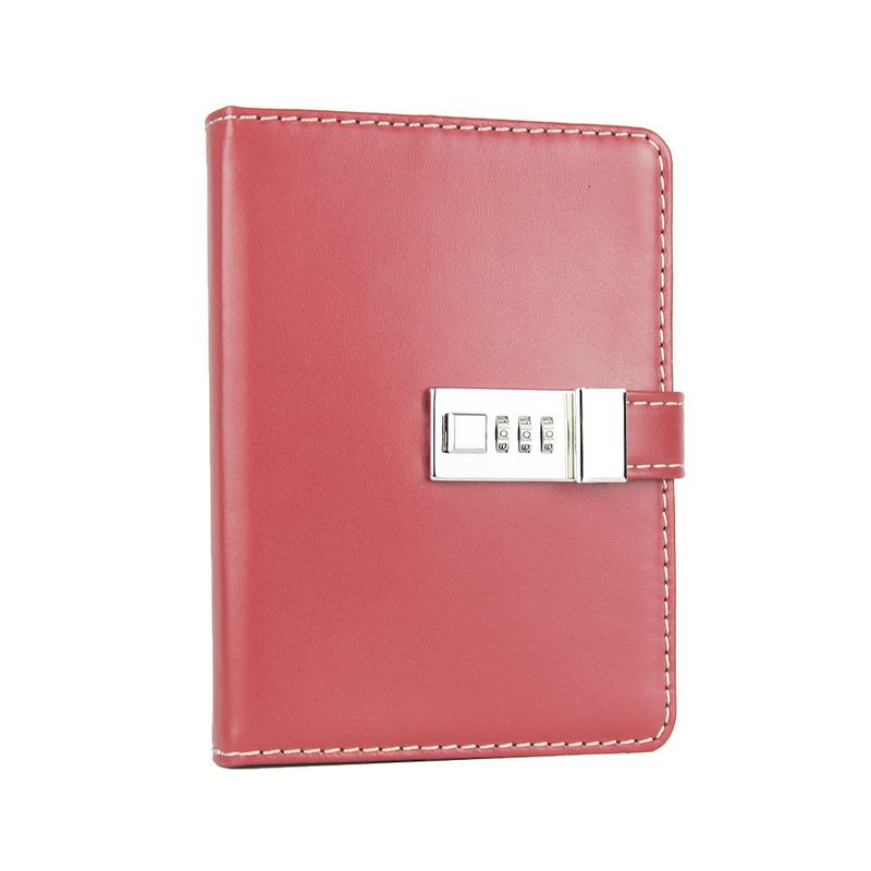 Kožený zápisník MIDDLE so zámkom, červený