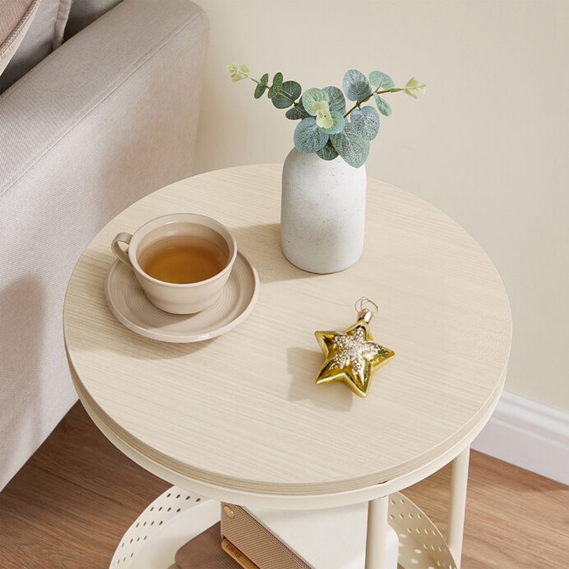 Okrúhly odkladací stolík DUB BIELENÝ-BÉŽOVÁ