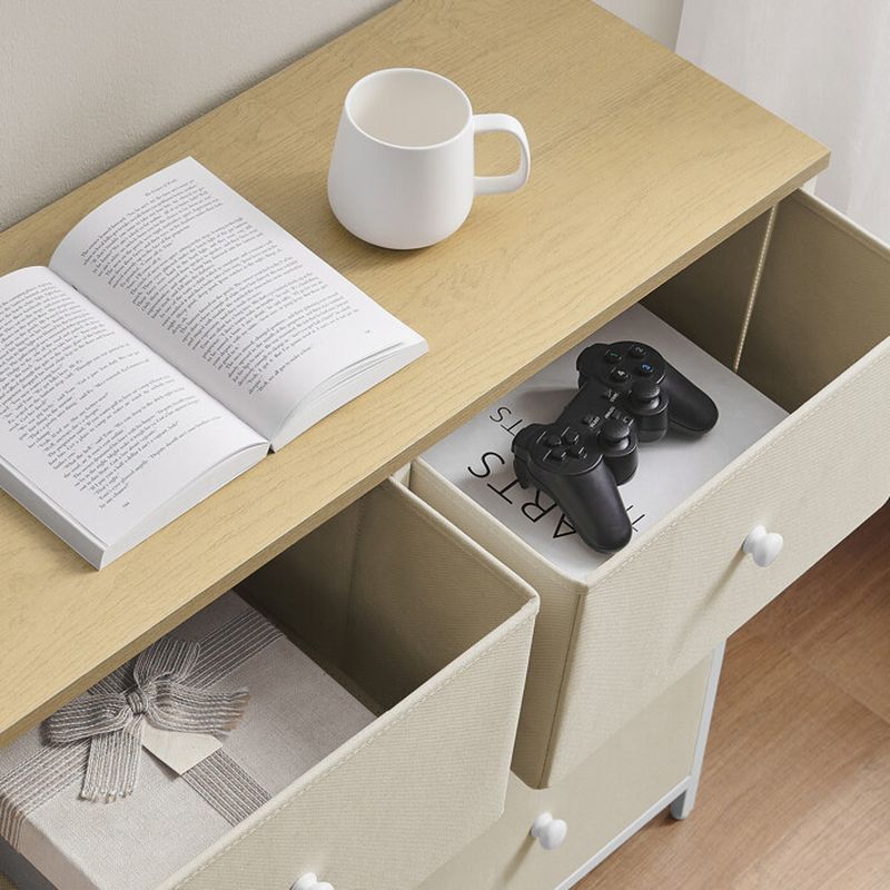 Komoda s 6 látkovými zásuvkami, bežová-buk