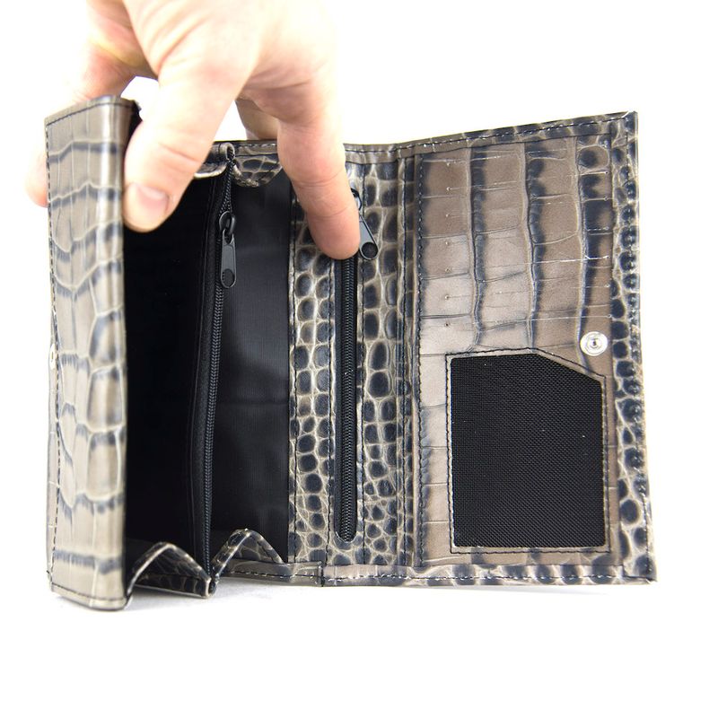 Dámska luxusná kožená peňaženka so vzorom krokodílej kože, šedá