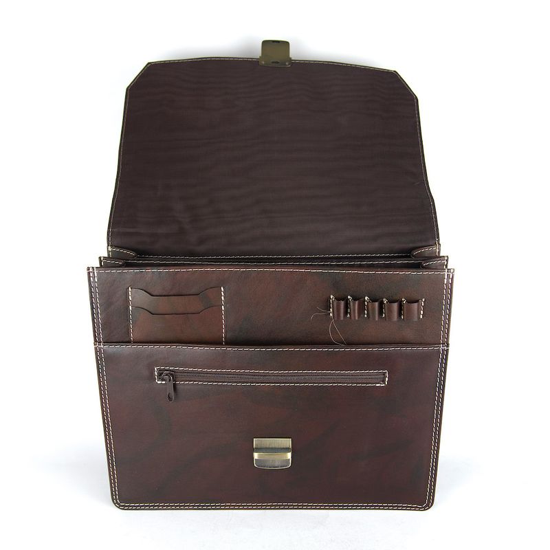 Luxusná kožená aktovka z pravej kože ručne tamponovaná v tmavo hnedej farbe