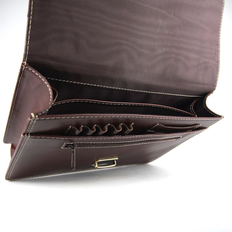 Kožená aktovka z pravej kože 7378 v tmavohnedej farbe