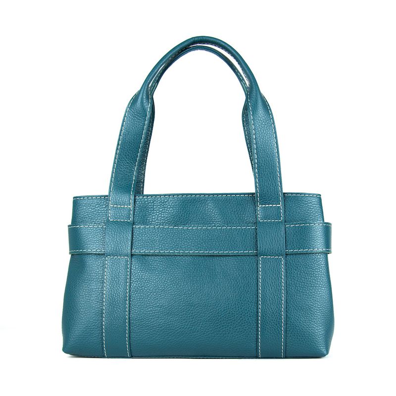 Dámska kožená kabelka v petrolejovej farbe