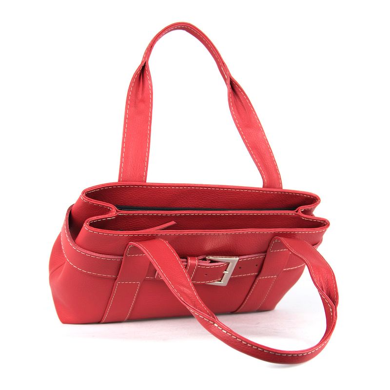 Dámska kožená kabelka v červenej farbe