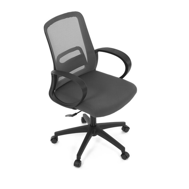 Praktická kancelárska stolička v kombinácii sivej sieťoviny a čierneho plastu