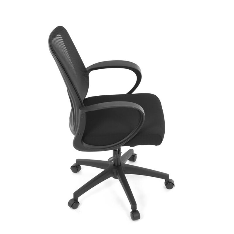 Praktická kancelárska stolička v kombinácii čiernej sieťoviny a plastu