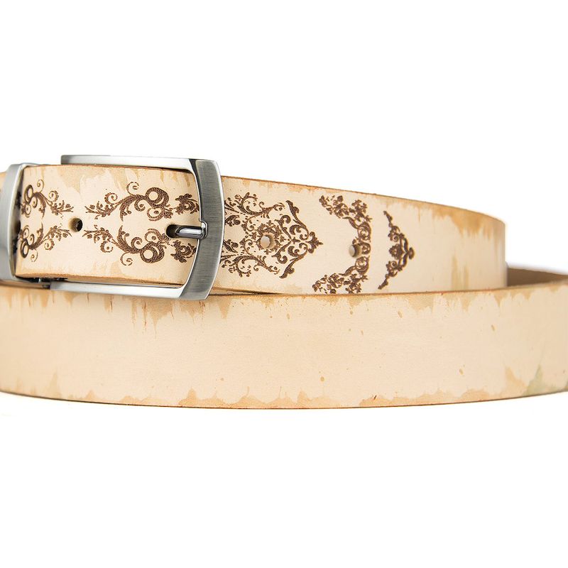Maľovaný a gravírovaný kožený opasok – Ornament, 138 cm, Limitovaná edícia 05