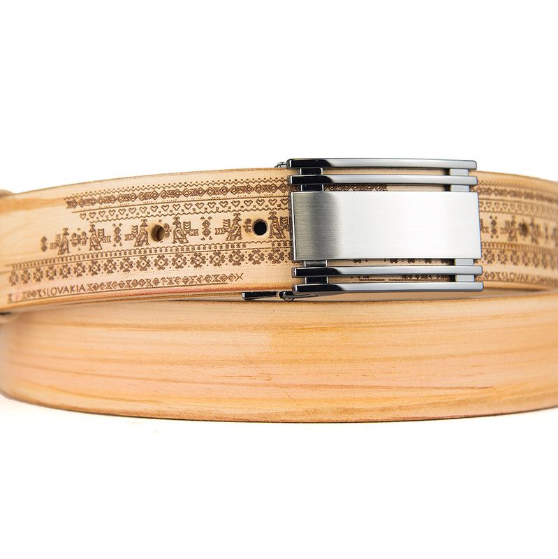 Maľovaný a gravírovaný kožený opasok – Čičmany, 140 cm, Limitovaná edícia 07