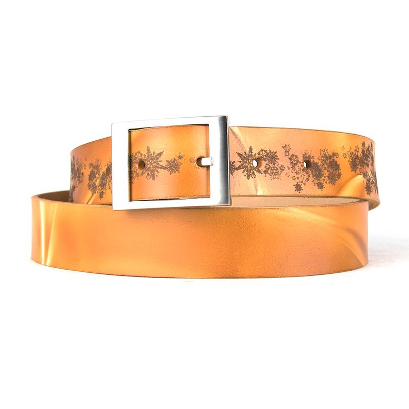 Maľovaný a gravírovaný kožený opasok – Vločky, 136 cm, Limitovaná edícia 09