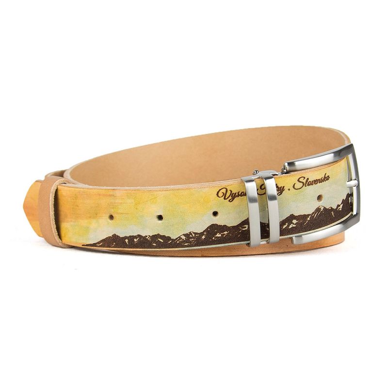Maľovaný a gravírovaný kožený opasok – Vysoké Tatry, 138 cm, Limitovaná edícia 11