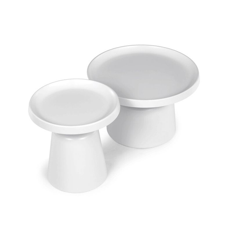 Sada dvoch konferenčných stolov z kovu – biela