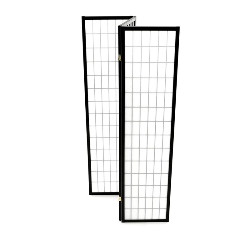 Štýlový 3-dielny paraván s drevenou konštrukciou v čiernej farbe