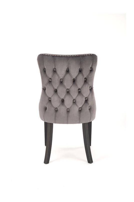 Jedálenská stolička, čierne drevené nohy-sivá látka