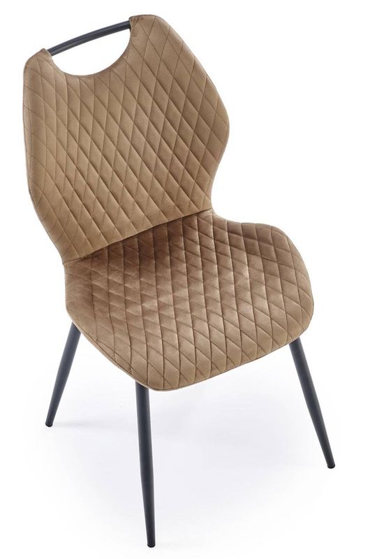 Jedálenská stolička 569, čierny kov - béžová látka