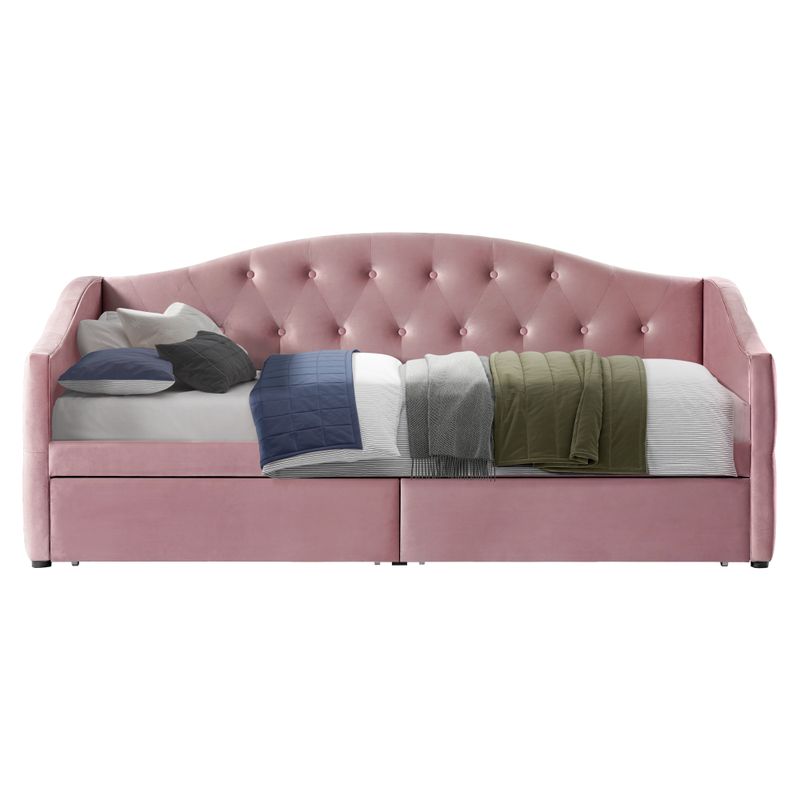 Čalúnená posteľ s úložným priestorom 90x200, ružová Velvet látka