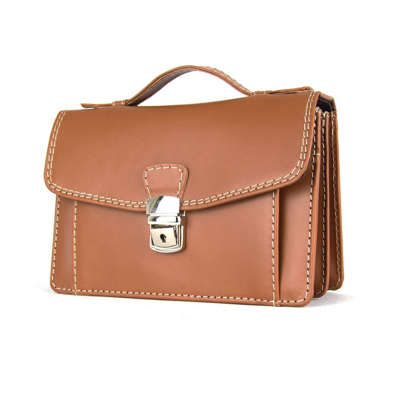 Kožená etuja, viacúčelové púzdro vo svetlo hnedej farbe