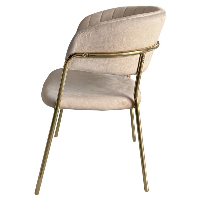 Dizajnové jedálenské kreslo, béžová Velvet látka-gold chróm zlatý