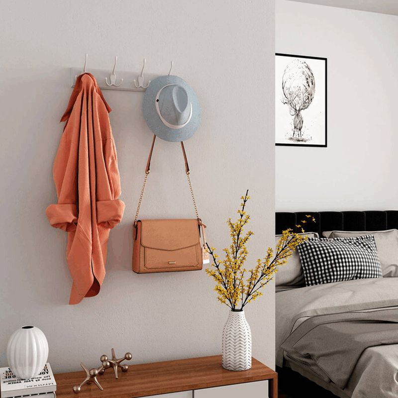 Nástenný vešiak drevo biely so 4 háčikmi