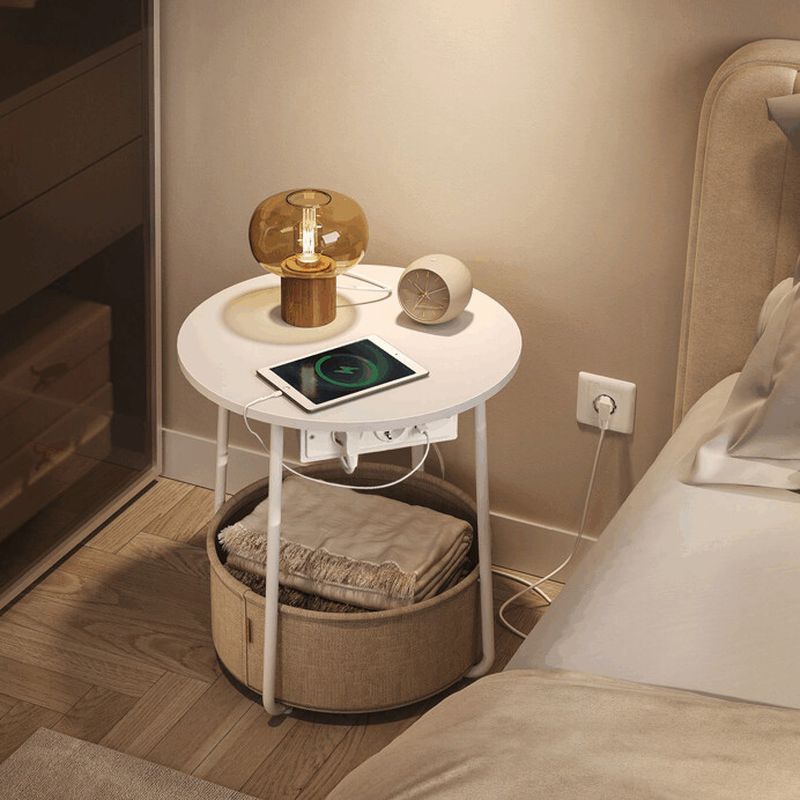 Odkladací stolík s USB 45x45x50 cm, MDF biela