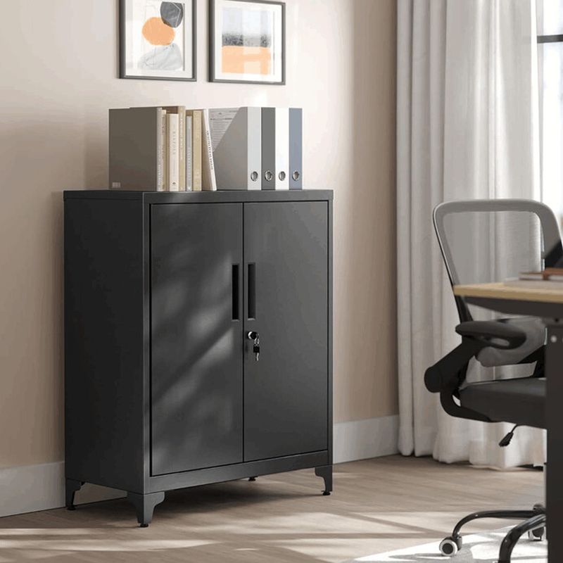 Komoda kovová čierna, 2x dvierka